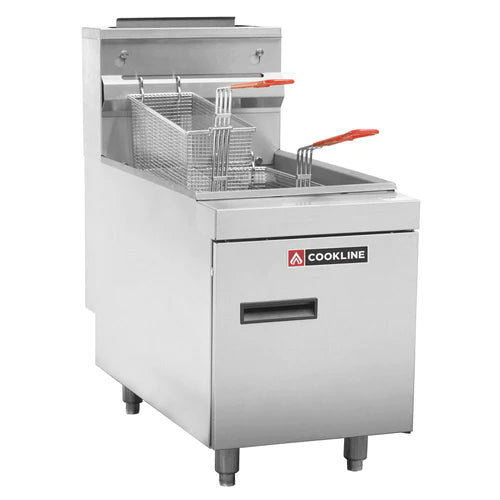 Cookline CTF3 Commercial 35 lb Stainless Steel Countertop Fryer - 66,000 BTU Natural Gas Fryer for Restaurants, Food Trucks & Catering - Perfect for Frying Chicken, Fish & French Fries