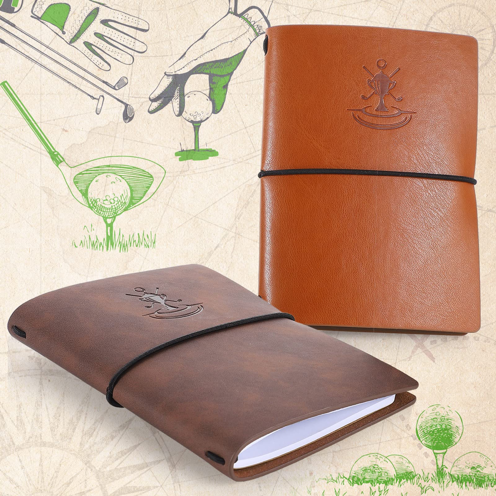 Premium Leather Golf Scorecard Book & Yardage Notebook - Golf Journal Notepad for Men & Women - Perfect Christmas Golf Gifts for Golfers - Ideal for Golf Course, Practice Sessions & Tournament Tracking