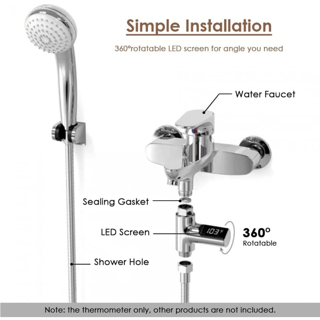 Digital Bath Thermometer for Shower - LED Display Water Temperature Gauge (5°C to 85°C) - Safe for Kids & Elderly - Perfect for Baby Bathing, Kitchen Use, and Home Spa