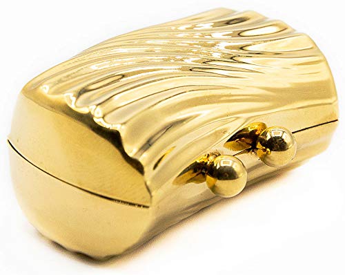Gold Wave Pattern Purse-Shaped Pocket Pill Box - Portable Travel Medicine Organizer with Large Compartment - Perfect for Daily Medication, Travel Essentials & Vitamin Storage