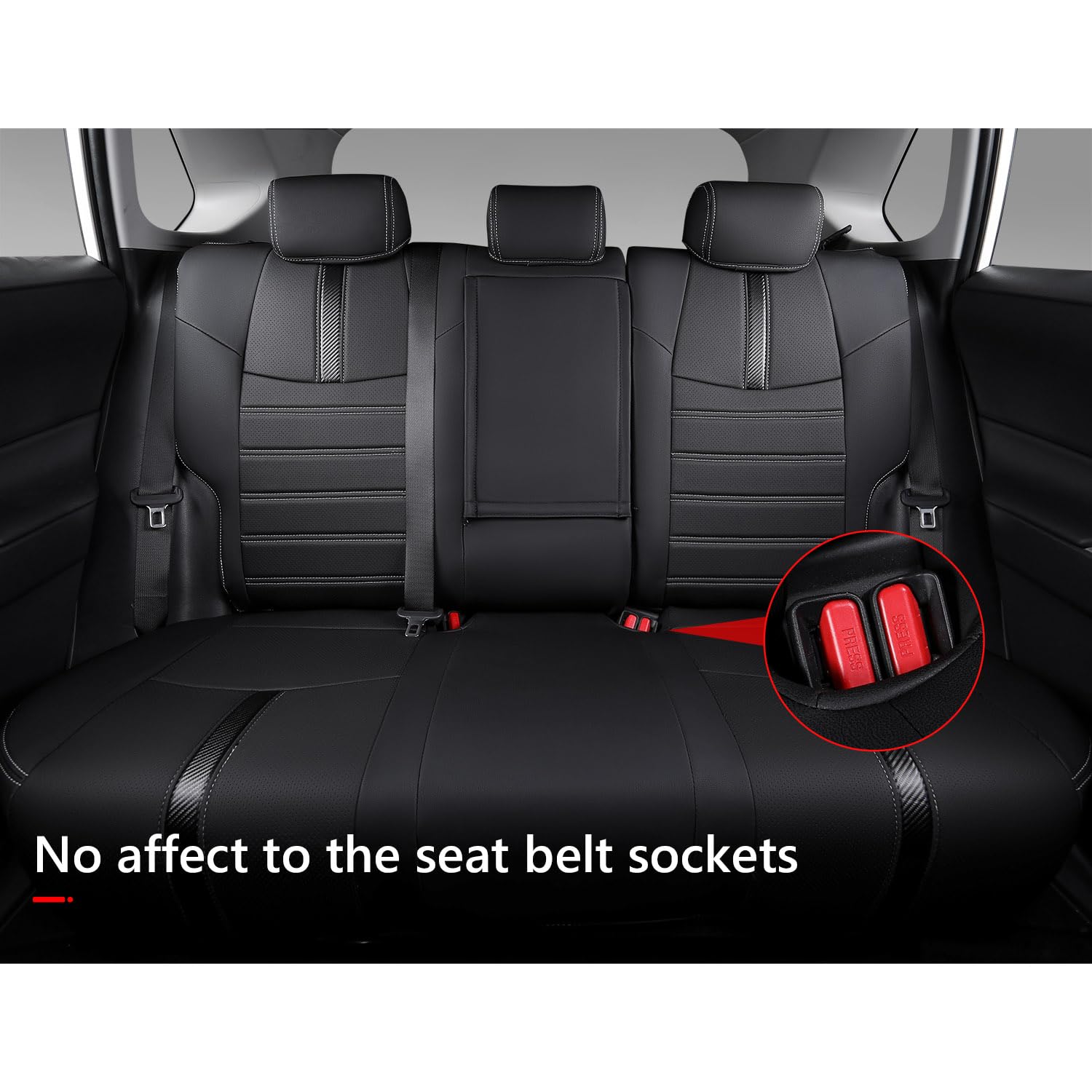 Premium PU Leather Hybrid Seat Covers for 2019-2025 Toyota RAV4 - XLE LE Hybrid XLE Premium Models - Durable Car Seat Protectors Replacement Accessories (Black) | Perfect for Daily Commute, Road Trips & Family Protection