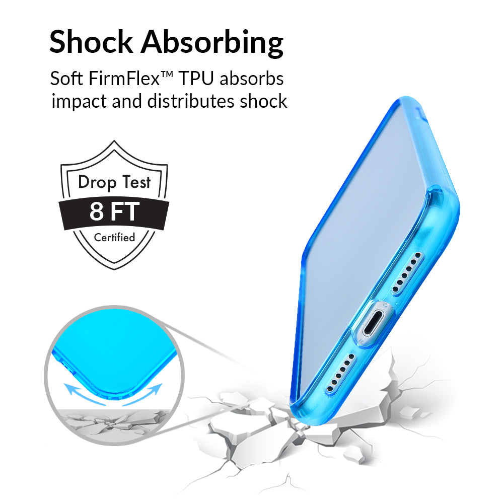 Neon Blue Clear iPhone Case - Shockproof & Scratch-Resistant Protective Cover for iPhone 12/13/14/15 Pro Max - Slim Fit Transparent Phone Case for Everyday Use & Outdoor Activities