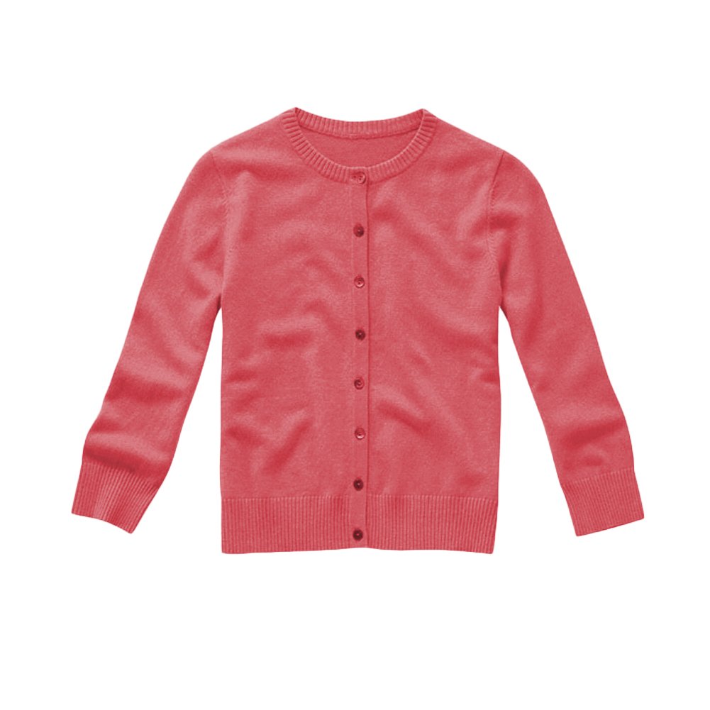 Parisbonbon Women's 100% Cashmere Crew Neck Cardigan Sweater - Soft Coral Pink Long Sleeve Pullover (Size L) - Perfect for Office Wear, Casual Outfits & Winter Layering