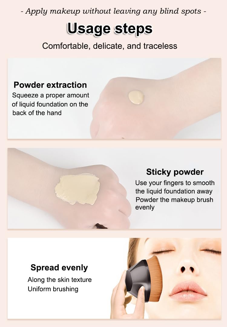 AKOAK 1 Pack Magic Foundation Makeup Brush - Portable Professional Liquid & Cream Foundation Blending Brush with Storage Case | Perfect for Flawless Airbrush Finish & Everyday Makeup Application