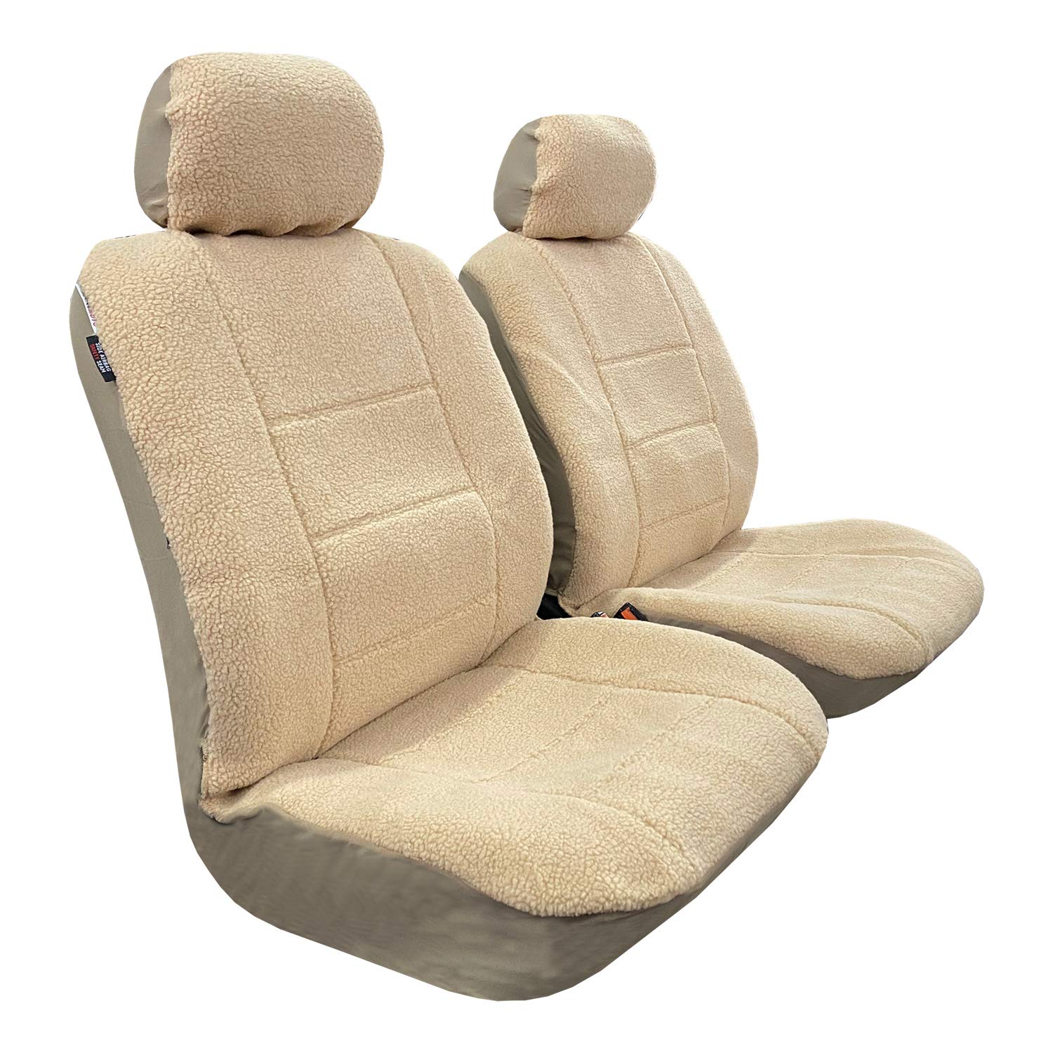 Premium Faux Fur Sheepskin Car Seat Covers - Universal Fit for Cars, Trucks & SUVs (Front Seat) | Soft, Airbag Compatible & Durable | Cool Beige | Perfect for Winter Comfort & Long Drives