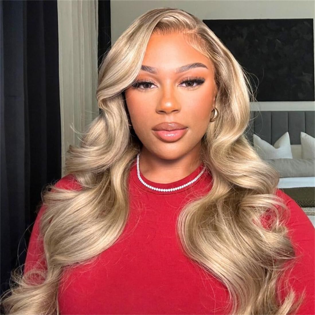 Ash Blonde with Silver Gray Highlight 180% Density Human Hair Lace Front Wig - 13x4 Body Wave, Mini Knots, HD Invisible Lace, Glueless - Milk Tea Brown & Silver Blonde 24