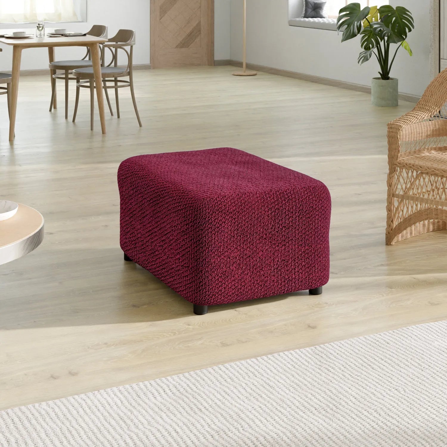 Velvet Ottoman Slipcover Medium Size - Soft & Durable Furniture Cover for Living Room, Bedroom, or Office Decor