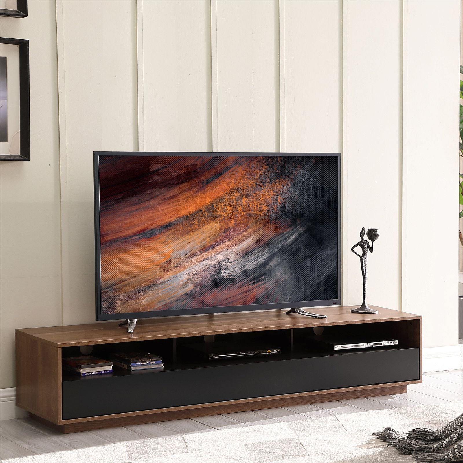 Tauris™ SUAVE1800 Dark Oak TV Stand Entertainment Center - Modern Media Console for Living Room, Home Theater & Gaming Setup