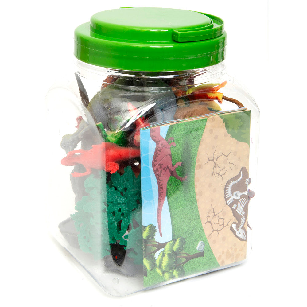 Boley Dinosaur Adventures Play Bucket - 40pc Prehistoric Dinosaur Toys Set with Figures & Accessories for Kids - Perfect for Imaginative Play, Birthday Gifts & Educational Learning Activities