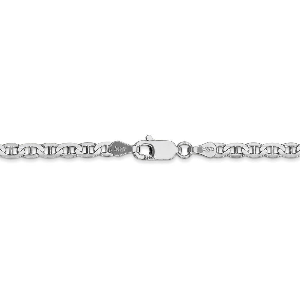 The Black Bow 3mm 14k White Gold Solid Concave Anchor Chain Necklace for Women, Perfect for Everyday Wear, Date Nights, and Special Occasions