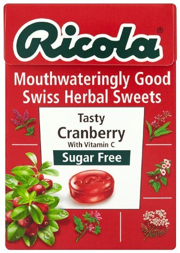 Ricola Sugar Free Cranberry Flavor Hard Candies - 20 Pack (2.1oz) | Natural Swiss Herb Drops for Fresh Breath, Throat Soothing & Cough Relief | Perfect for Office, Travel & Home Use