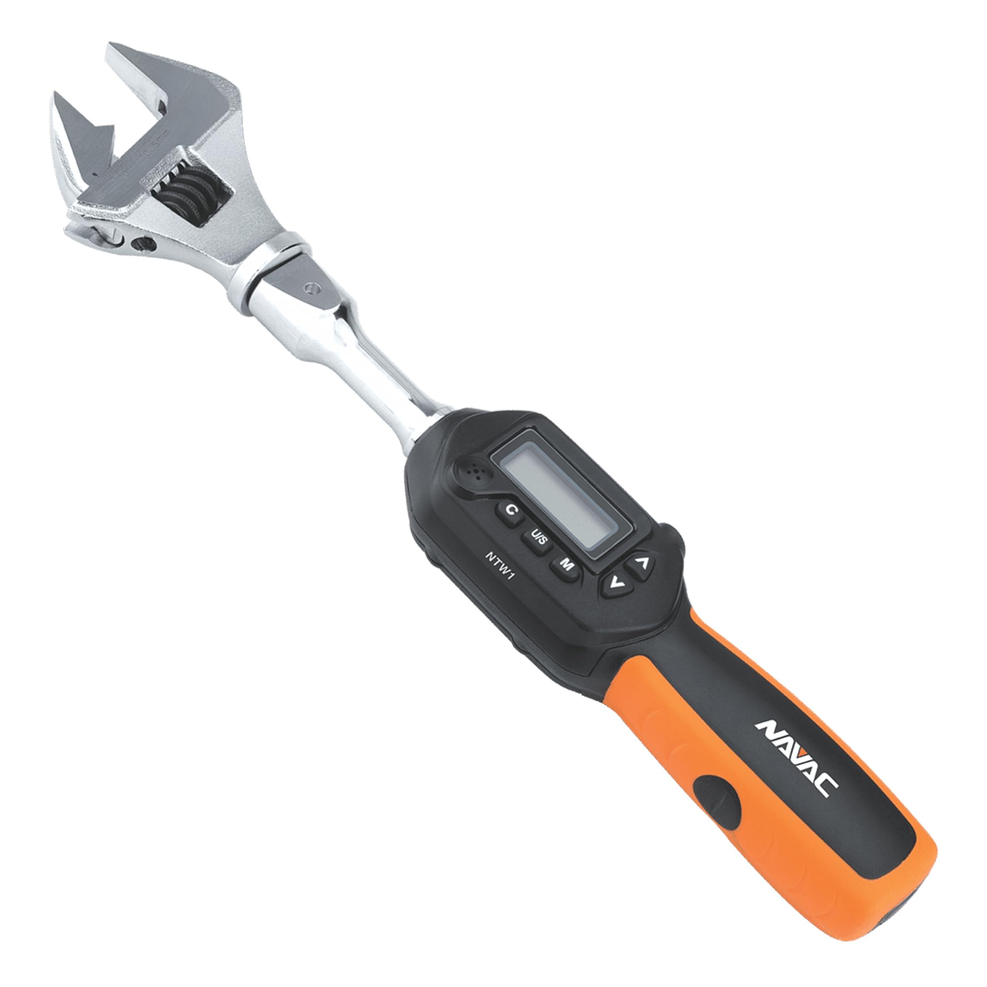 NAVAC NTW1 Digital Torque Wrench - Adjustable Jaw with Digital Readout, Torque Memory, Dual Direction, Selectable Units, LED & Sound Alerts (1 Year Warranty) - Perfect for Automotive Repair, Industrial Maintenance & DIY Projects