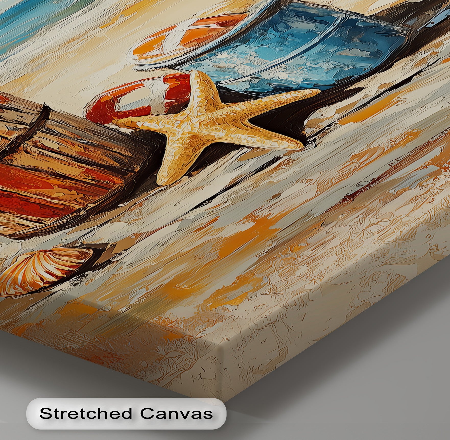 Vibrant Coastal Bucket Scene Canvas Prints - Beach Wall Art Decor for Living Room, Bedroom & Office - Perfect for Coastal, Nautical & Beach House Themes