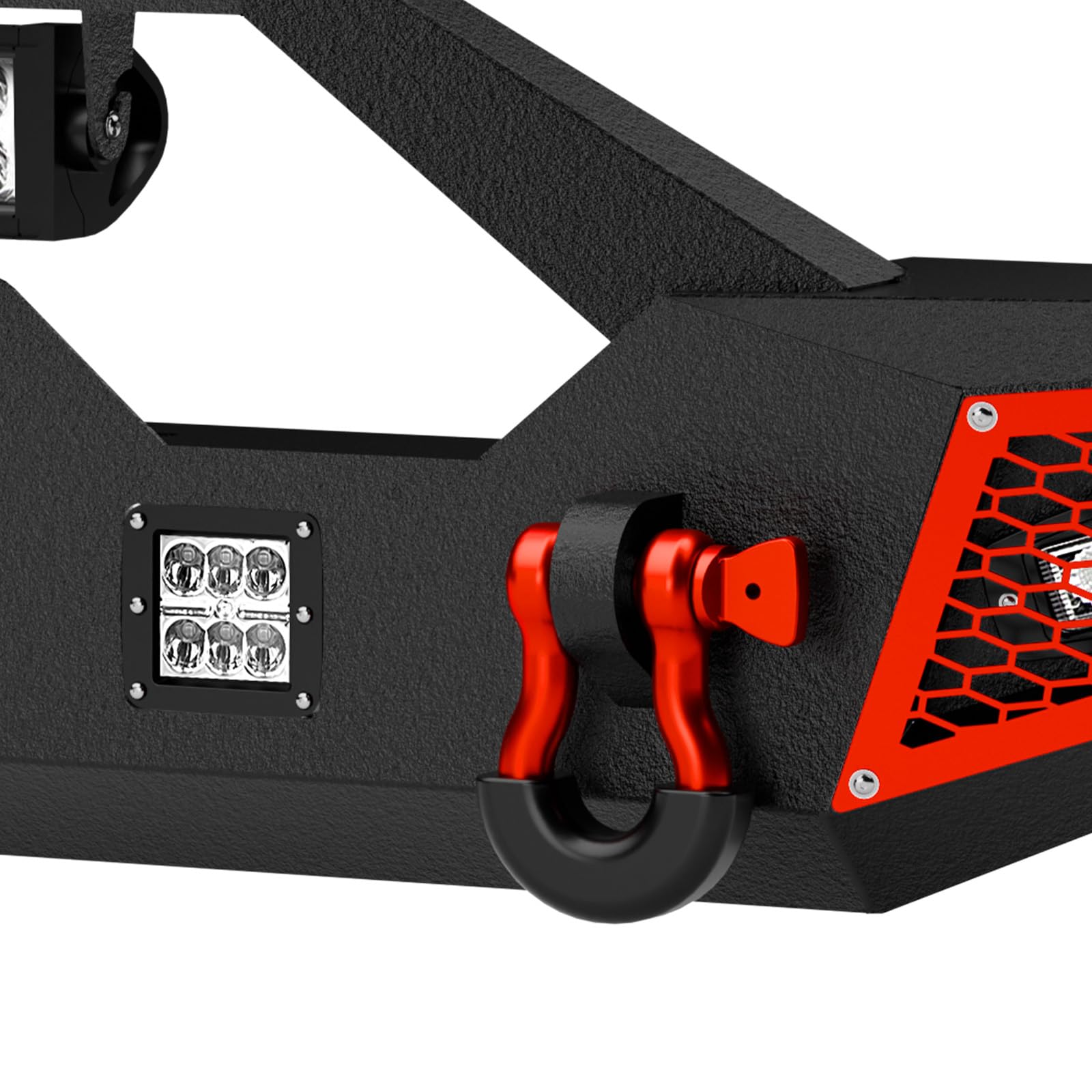 Heavy Duty Front Bumper for 2007-2025 Jeep Wrangler JK JL JKU JLU & Gladiator JT - Winch Ready with 5 LED Lights, Paintable Armor & D-Rings | Off-Road Adventure & Trail Protection