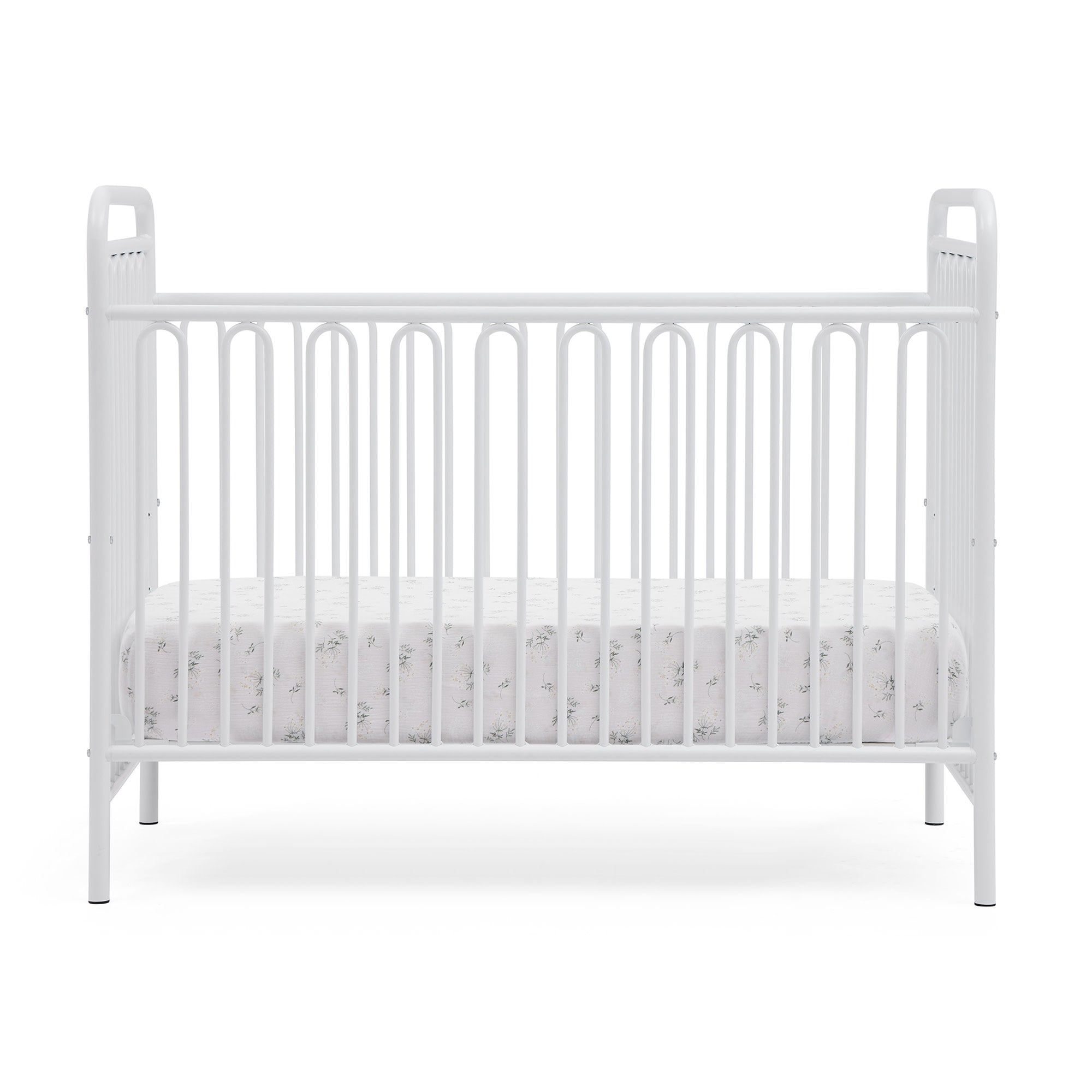 Darcy 4-in-1 Convertible Metal Baby Crib - Toddler Bed, Daybed & Full-Size Bed Conversion - Modern Nursery Furniture for Newborns to Teens (White) | Perfect for Small Spaces & Growing Families