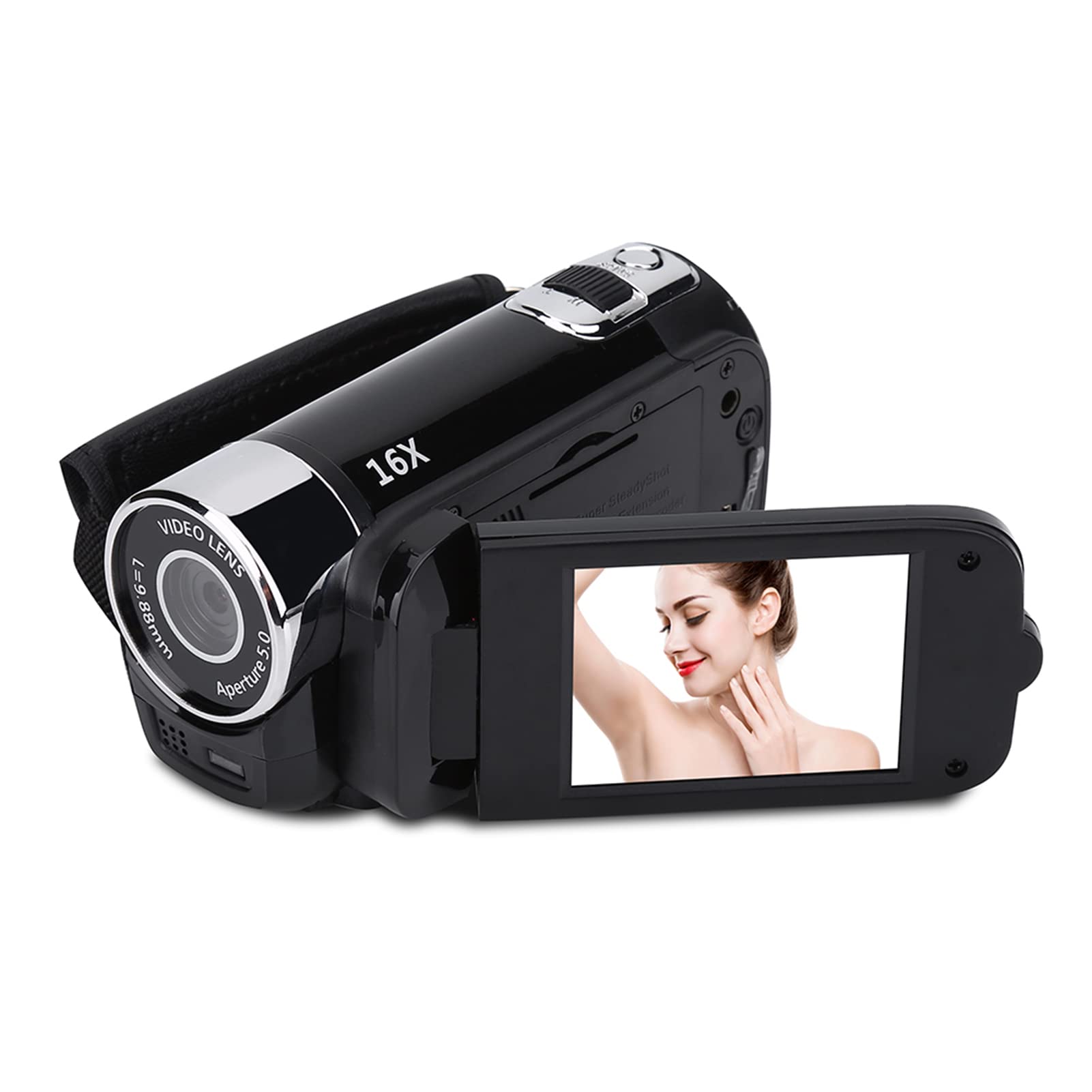 ASHATA 1080P Full HD Digital Video Camera Camcorder with 270° Rotatable Screen, 16X Zoom, Night Vision - Perfect for Vlogging, Travel, and Home Movies (Black)