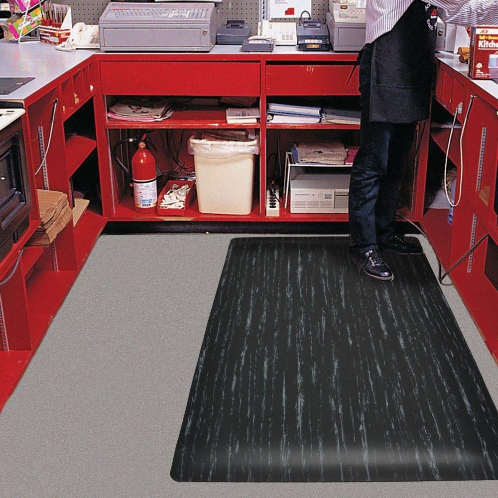 Notrax 511 Marble-Tuff™ Anti-Fatigue Safety Mat 3'x5' Black - Ergonomic Floor Mat for Standing Desks, Kitchens & Workstations - Home & Office Use