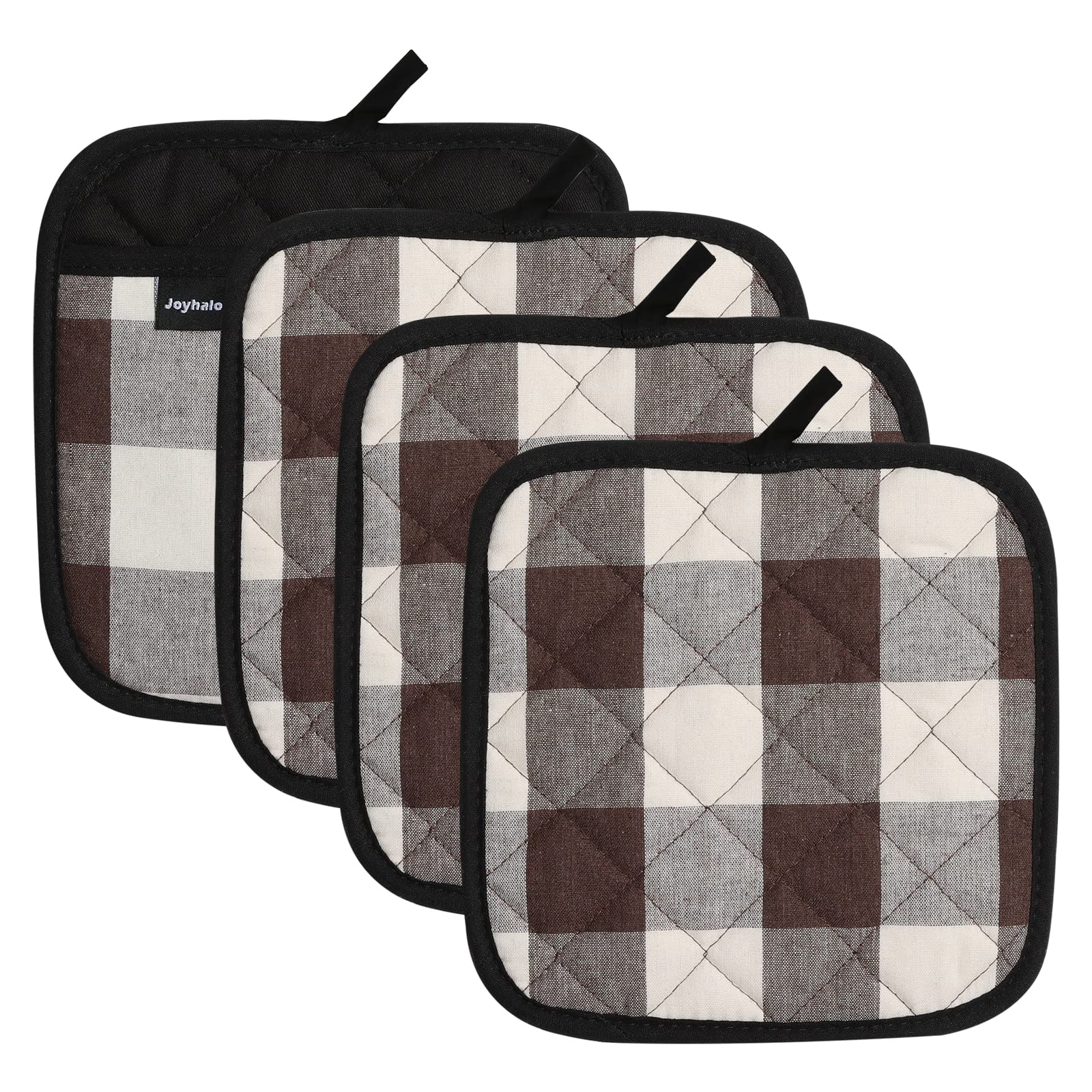 JoyHalo 4-Pack Buffalo Plaid Pot Holders - Heat Resistant Kitchen Oven Mitts for Cooking, Baking & Grilling - Perfect for Holiday Gifts & Home Decor
