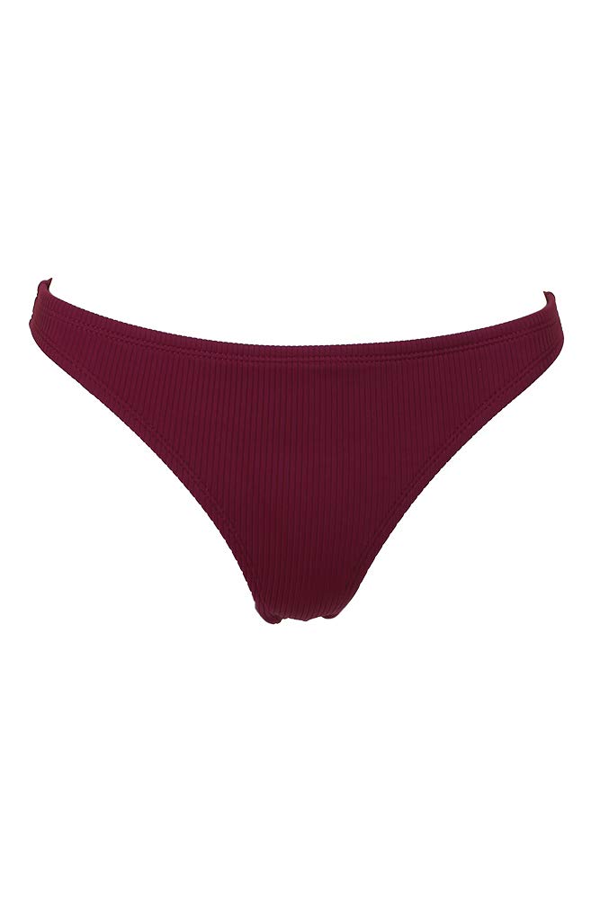 California Waves Juniors XL Purple Ribbed Bikini Bottom - High Waisted Swimwear for Women, Perfect for Beach Vacations, Pool Parties & Summer Getaways