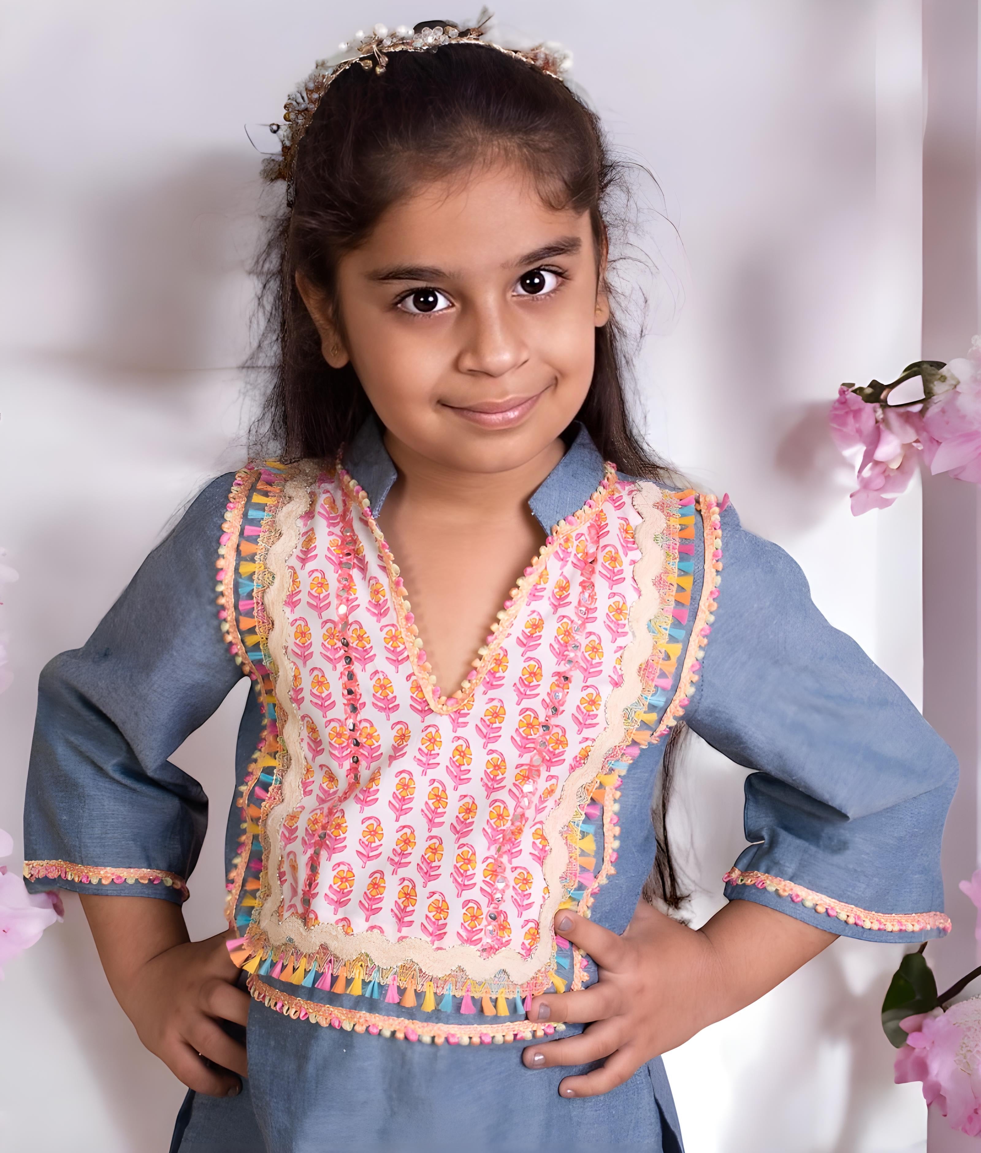 Pre Order: Stylish Blue Denim Kurti with Matching Pant - Perfect for Casual Outings, Festivals & Boho Fashion Looks