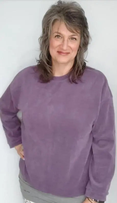 Soft Lavender Corded Crewneck Sweatshirt for Women | Cozy Pullover Casual Wear | Perfect for Fall, Winter & Layering