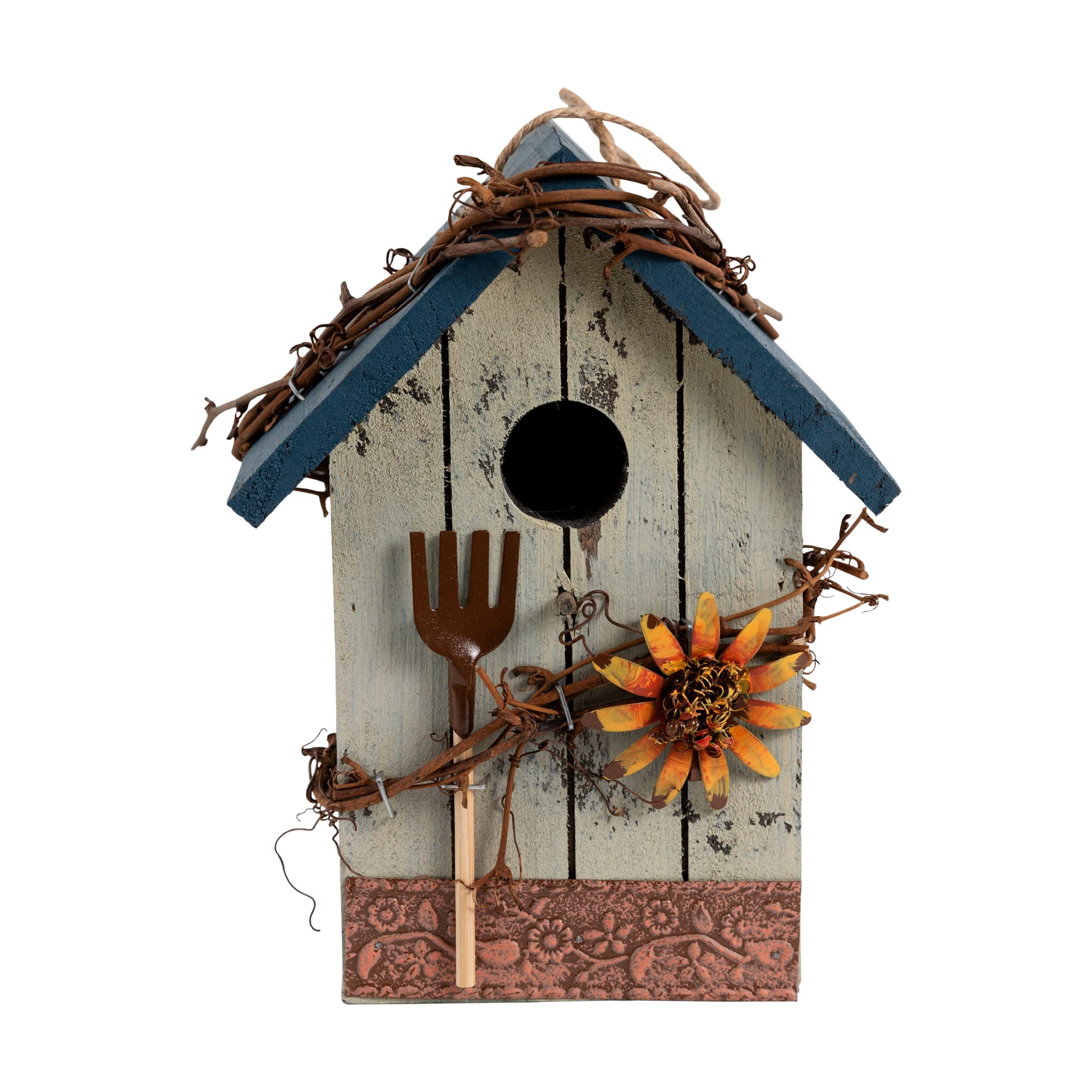 Handmade Hanging Bird House for Outdoors - Waterproof Wooden Birdhouse with Jute Rope - Durable Natural Bird Shelter for Garden, Patio, and Backyard Decoration