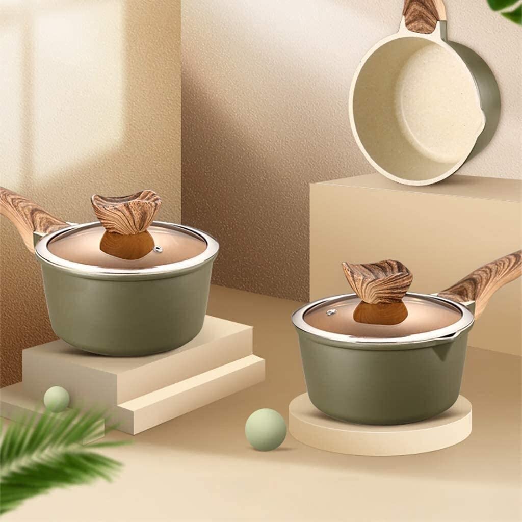 Non-Stick Maifan Stone Small Wok & Milk Pot - Multi-Functional Soup Pot, Hot Pot, Cooking Pot for Kitchen, Stovetop & Induction Use - Perfect for Boiling Milk, Making Soup, Stir-Frying & Steaming