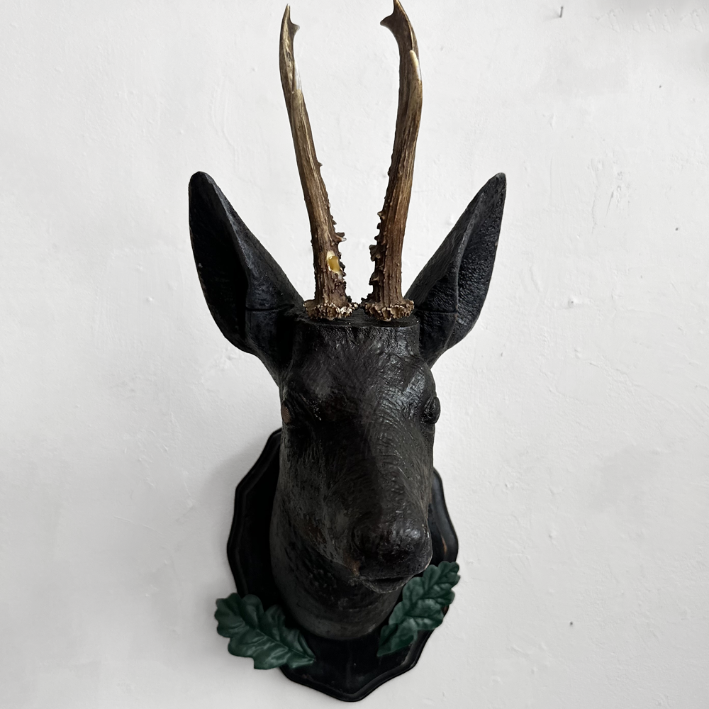 Handcrafted Black Forest Wooden Deer Statue (#547) - Rustic Home Decor, Perfect for Cabin, Lodge, or Christmas Decoration