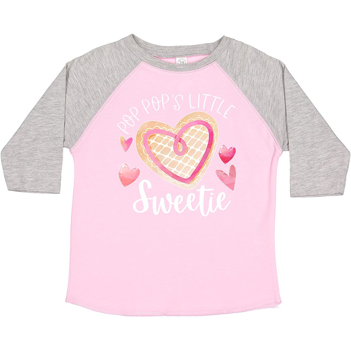 Inktastic Pop Pop's Little Sweetie Pink Heart Cookie Toddler T-Shirt - Cute Baby Girl Outfit for Family Photos, Holidays & Casual Wear