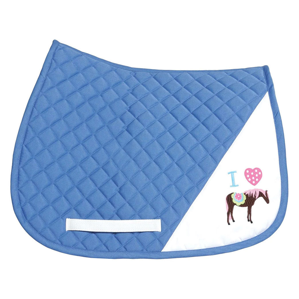 TuffRider I Heart Pony Girl Saddle Pad - Comfortable Equestrian Riding Pad for Kids & Youth - Perfect for Horseback Riding Lessons, Shows, and Trail Rides