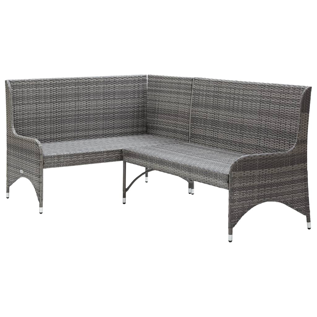 2-Piece Gray Poly Rattan Patio Corner Sofa Set - Outdoor Seating Furniture with Cushions for Backyard, Porch & Balcony - Perfect for Relaxing, Entertaining & Lounging