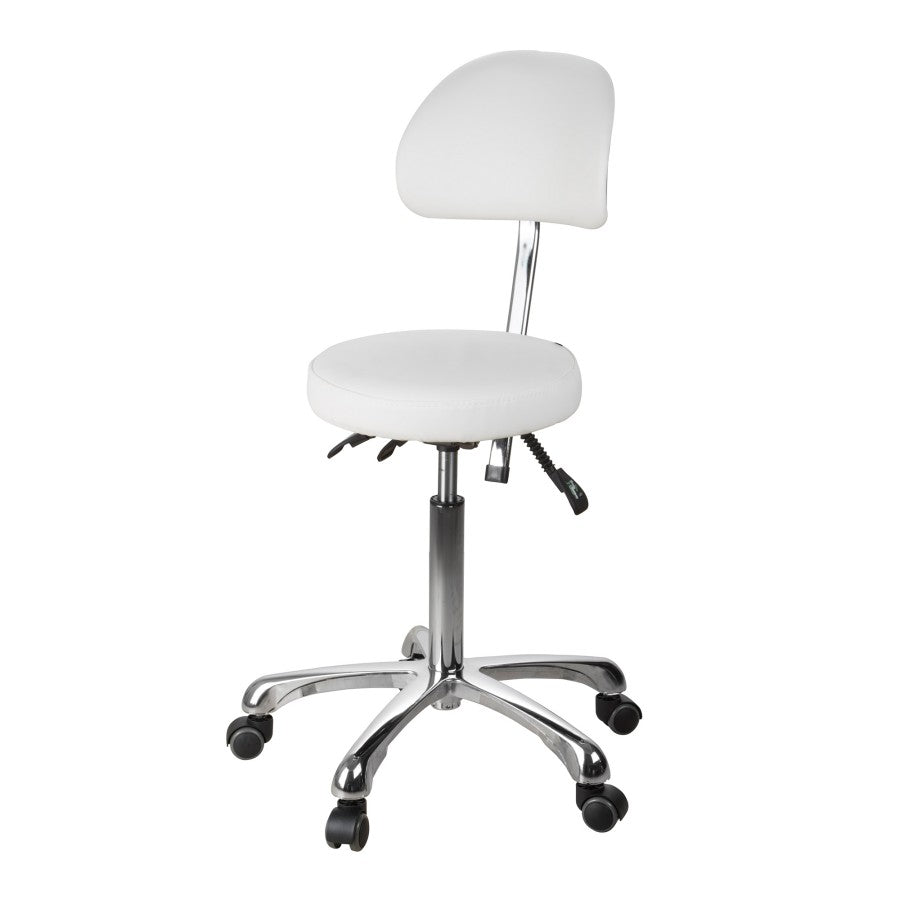 Silverfox 1025B Rolling Stool with Adjustable Backrest - Ergonomic Rolling Chair for Salon, Tattoo Studio & Home Office Use