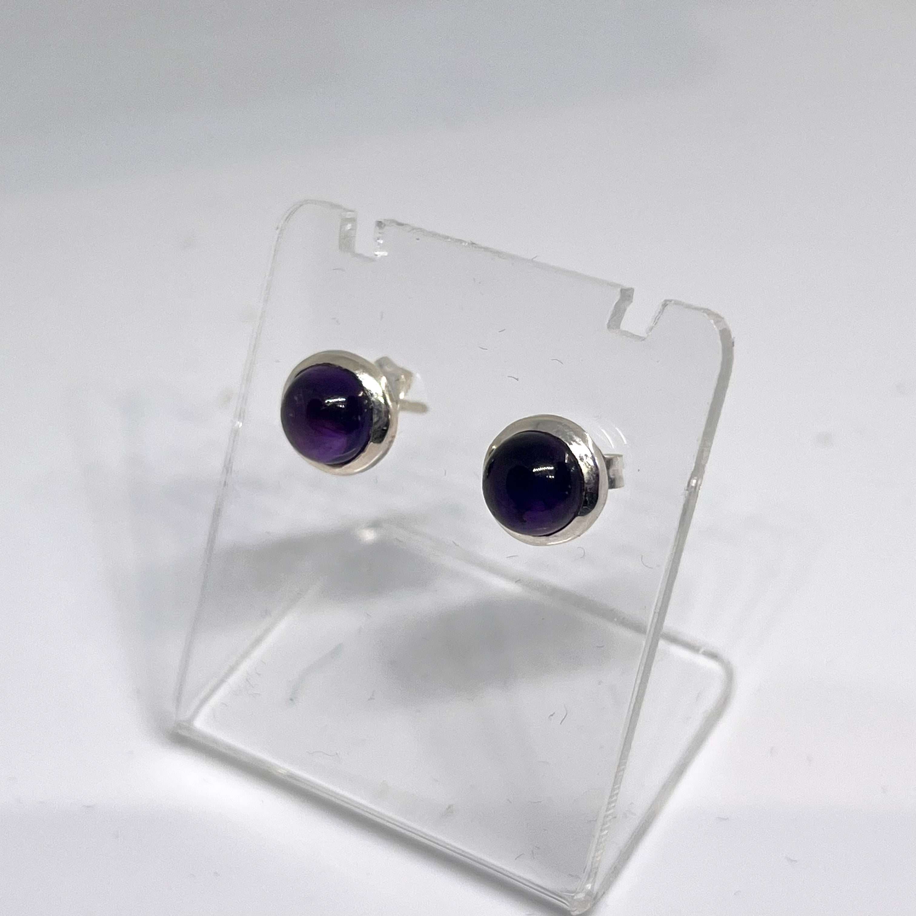 6.5mm Round Cabochon Bezel Set Stud Earrings - PSE018 - Perfect for Everyday Wear, Gift Giving & Special Occasions