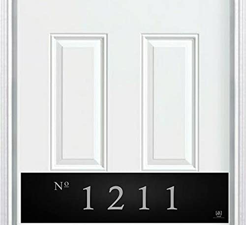 Engraved Door Kick Plate - Colonial Address Numbers - 3M Adhesive - Satin Black (6x30