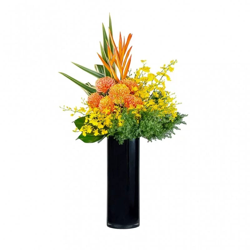 Parrot Heliconia and Chrysanthemum Artificial Flowers in Vase - Perfect for Home Decor, Wedding Centerpieces & Office Floral Arrangements