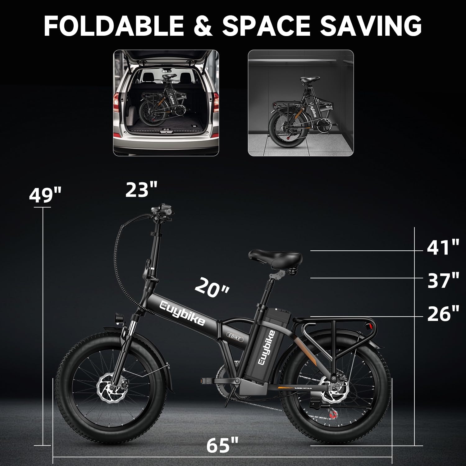 1000W Folding Electric Bike for Adults - 48V 20AH Removable Battery, 30+MPH Speed, 80 Miles Range, 20