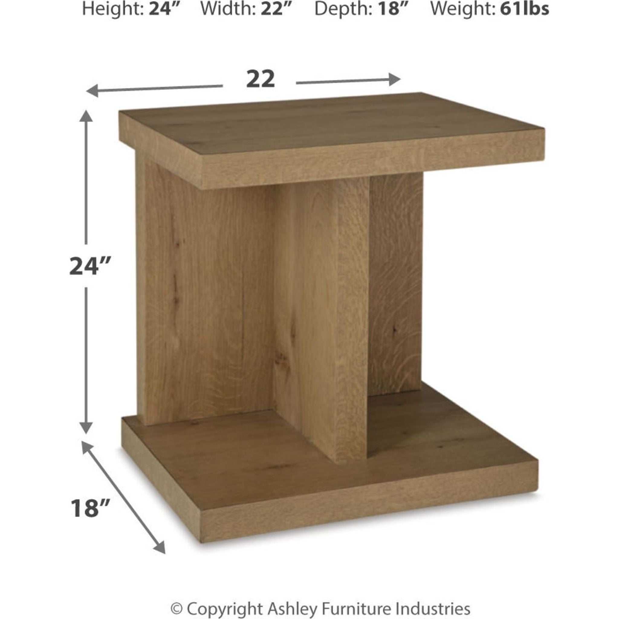 Brinstead Chair Side End Table - Light Brown Wood Nightstand for Living Room, Bedroom, or Office - Perfect for Holding Lamps, Books, and Drinks
