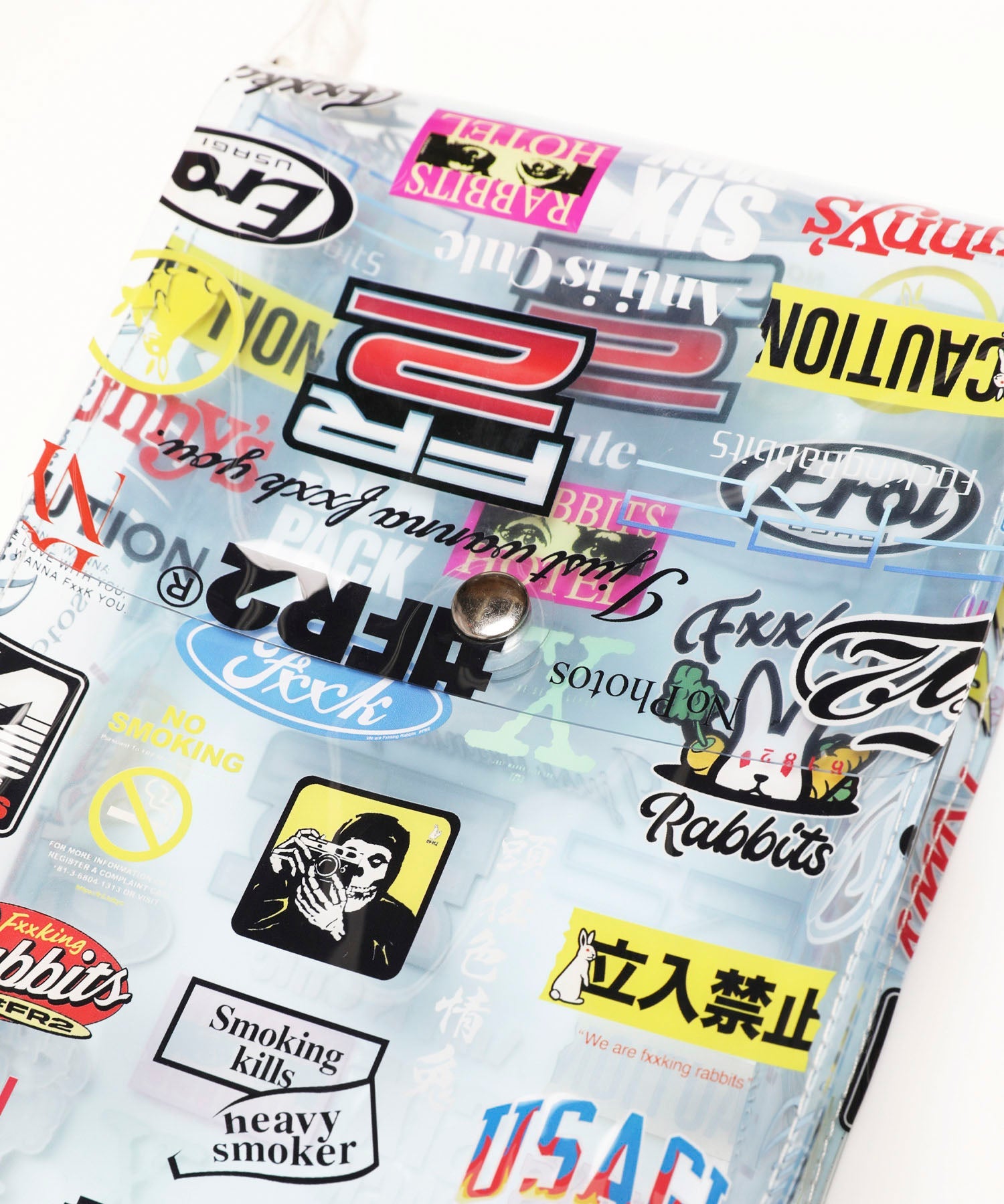 FR2 23FW Rabbit Logo Clear Pouch - Waterproof Transparent Cosmetic Bag for Travel, Gym & Daily Essentials Storage