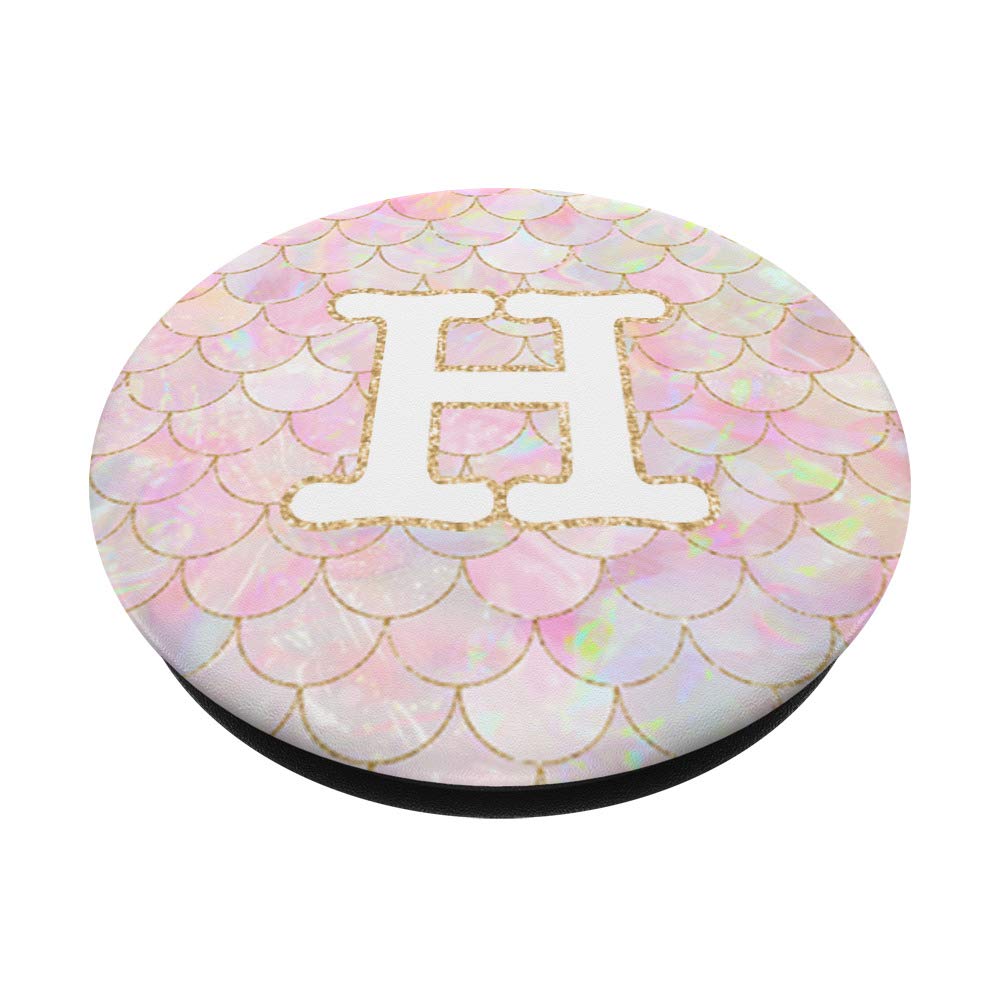 White Initial Letter H Pink Mermaid Scales Girls Necklace - Personalized Name Jewelry Gift for Women & Teens - Perfect for Birthdays, Prom, Valentine's Day & Everyday Wear