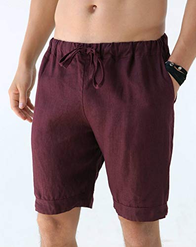 100% Linen Men's Shorts with Drawstring - Black Luxury Eco-Friendly Organic Cotton Casual Wear for Summer | Perfect for Beach, Travel & Relaxation