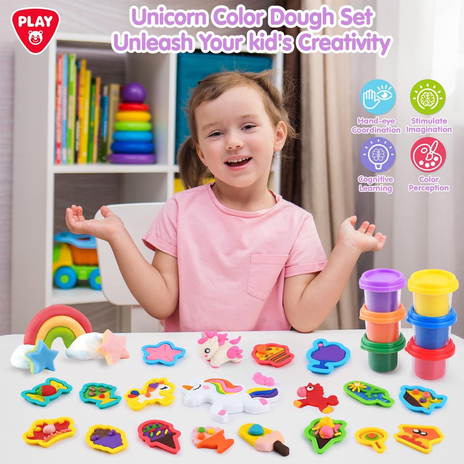 Unicorn Play Dough Set for Kids Ages 4-8 | DIY Ice Cream Making Kit with Molds & Tools | Non-Toxic, Safe Sensory Toy for Girls & Boys | Perfect for Birthday Gifts & Creative Play at Home
