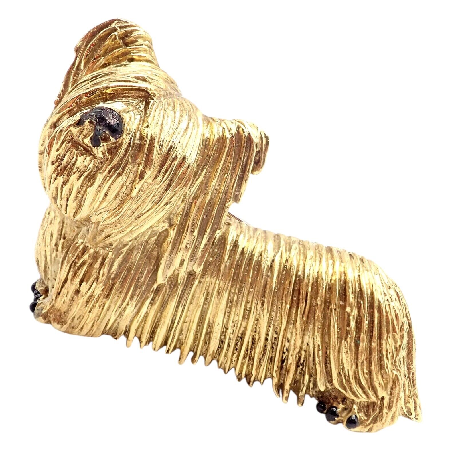 Vintage Tiffany & Co 18k Yellow Gold Enamel Terrier Dog Brooch Pin - 1960s Rare Collectible Jewelry for Women, Perfect for Special Occasions & Gift Giving