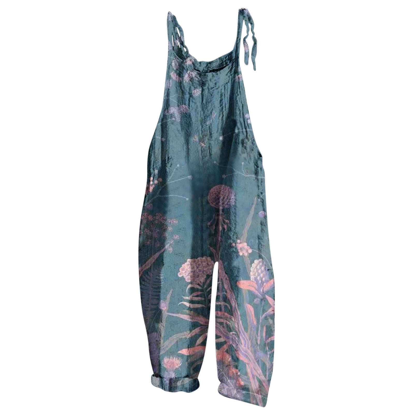 Elegant Women's Floral Wide Leg Jumpsuit - Sleeveless Romper with Pockets for Wedding Guest & Summer Casual Wear | Perfect for Outdoor Events, Parties, and Vacation Outfits