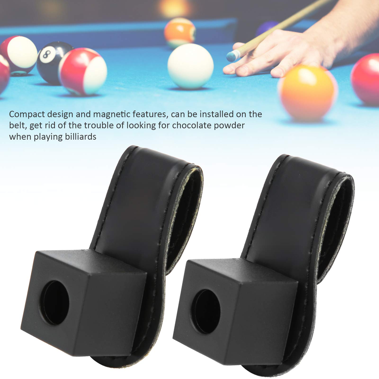 2Pcs Magnetic Billiard Chalk Holder - Compact Pool Cue Chalk Clip with Belt Attachment | Durable Stitched Design for Billiards Accessories & Cosmetic Supplies | Perfect for Pool Halls, Home Game Rooms & Professional Players