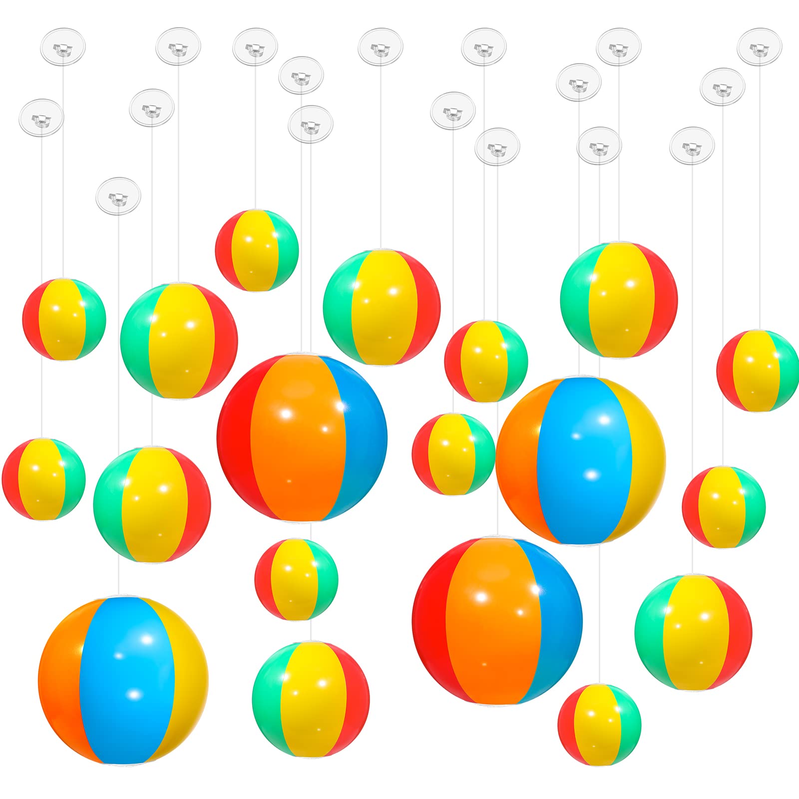 72 Pcs Mini Hanging Beach Balls - Bulk Inflatable Summer Pool Party Decorations with Ropes & Hooks - Perfect for Luau Party, Hawaiian Themed Birthday, Tropical Pool Games & Outdoor Summer Decor