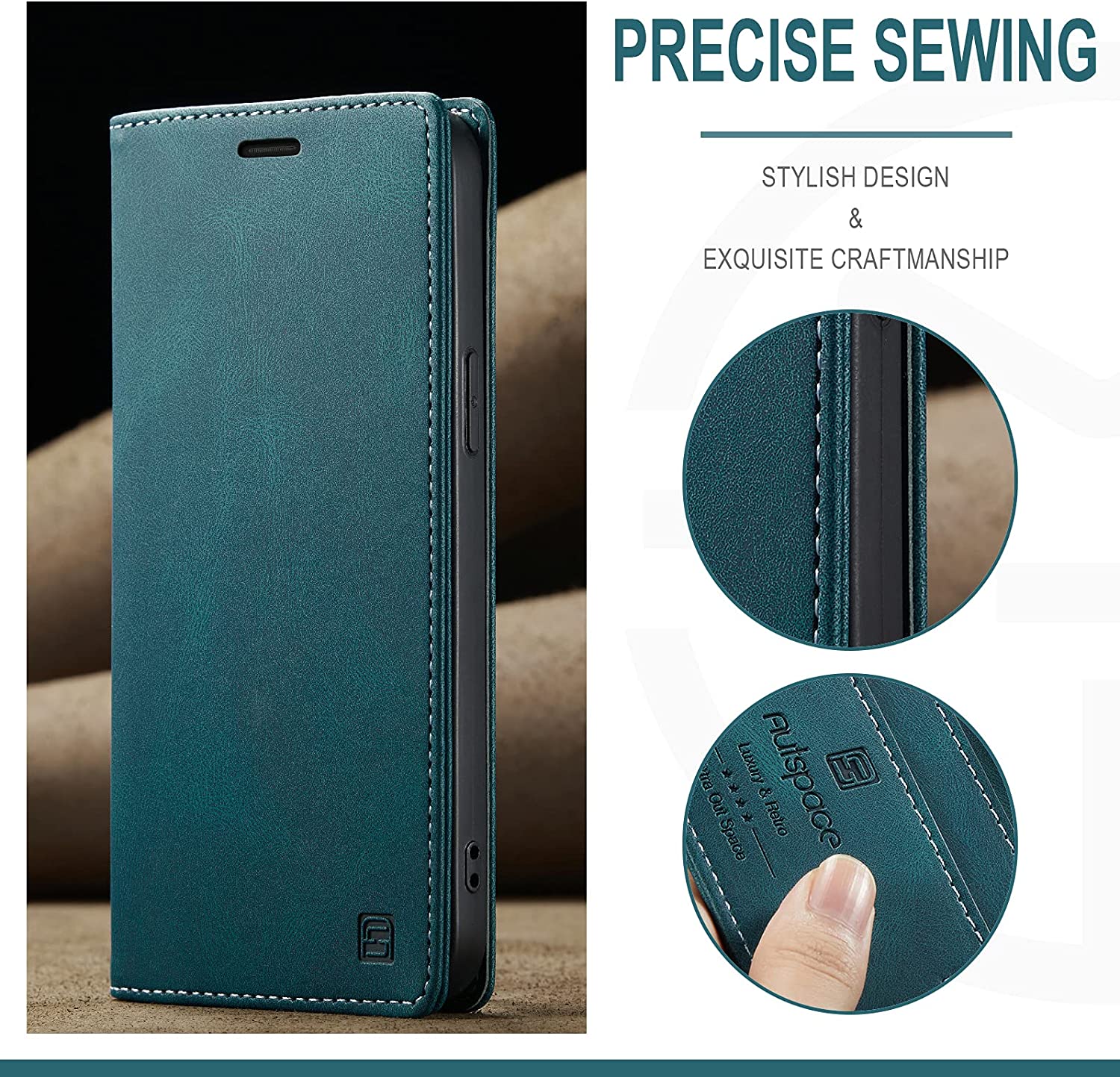 iPhone 14 Pro Max Case 6.7 Inch - Premium PU Leather Folio Flip Wallet Cover with Card Slots & Magnetic Closure in Teal - Perfect for Business, Travel & Everyday Protection