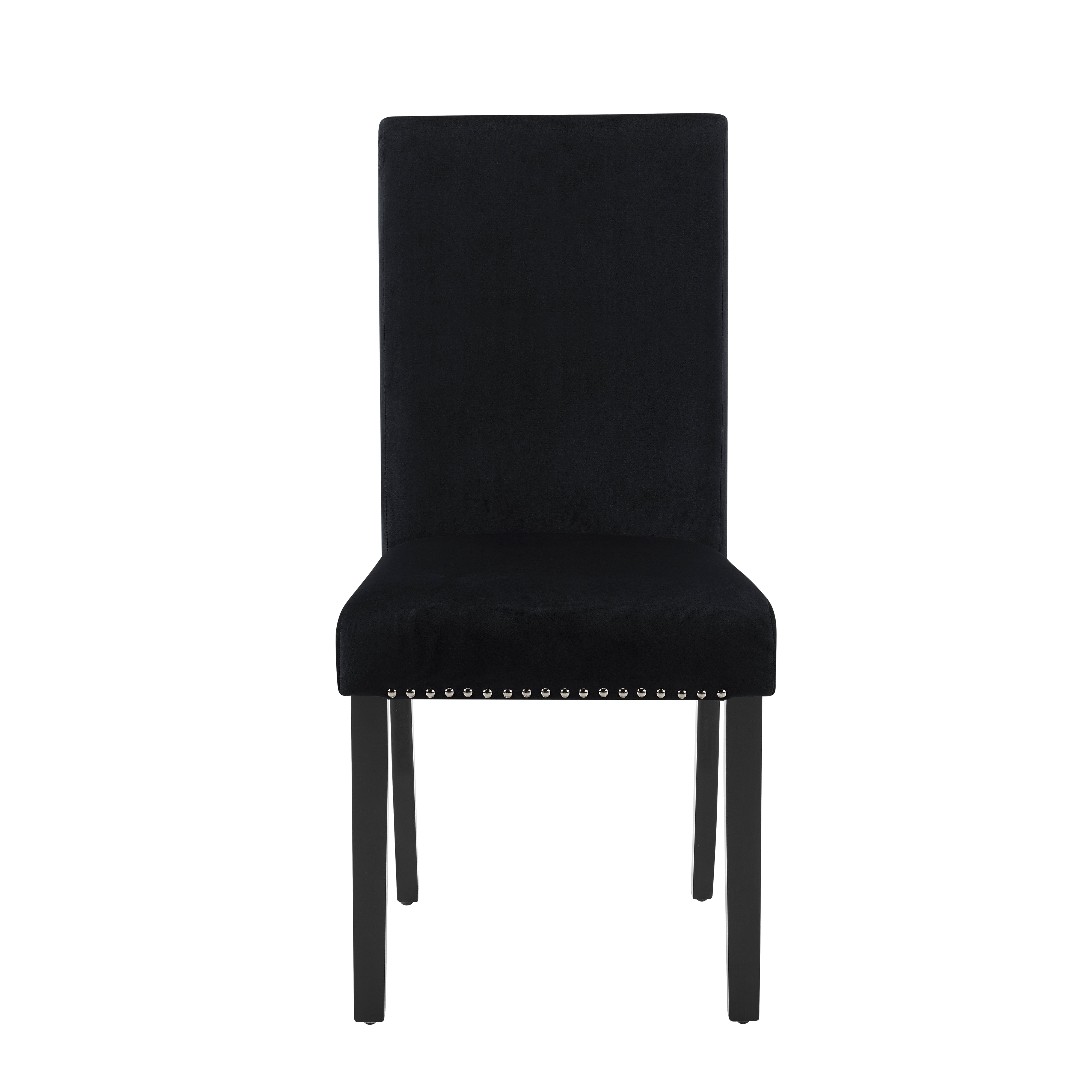 Roundhill Furniture Cobre Contemporary Velvet Dining Chairs with Nailhead Trim, Set of 2 - Modern Upholstered Side Chairs for Dining Room, Kitchen, or Home Office