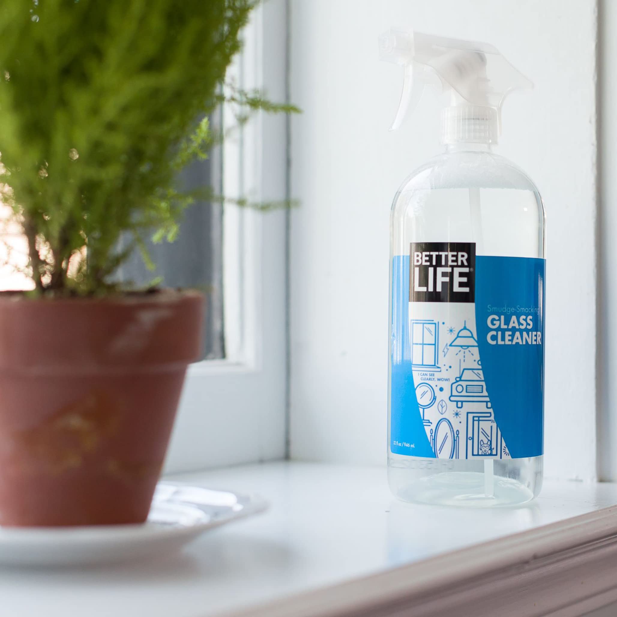 Better Life Natural Streak Free Glass Cleaner - 32oz (Pack of 2) | Eco-Friendly, Non-Toxic Formula for Windows, Mirrors & Glass Surfaces | Perfect for Home, Office & Car Cleaning
