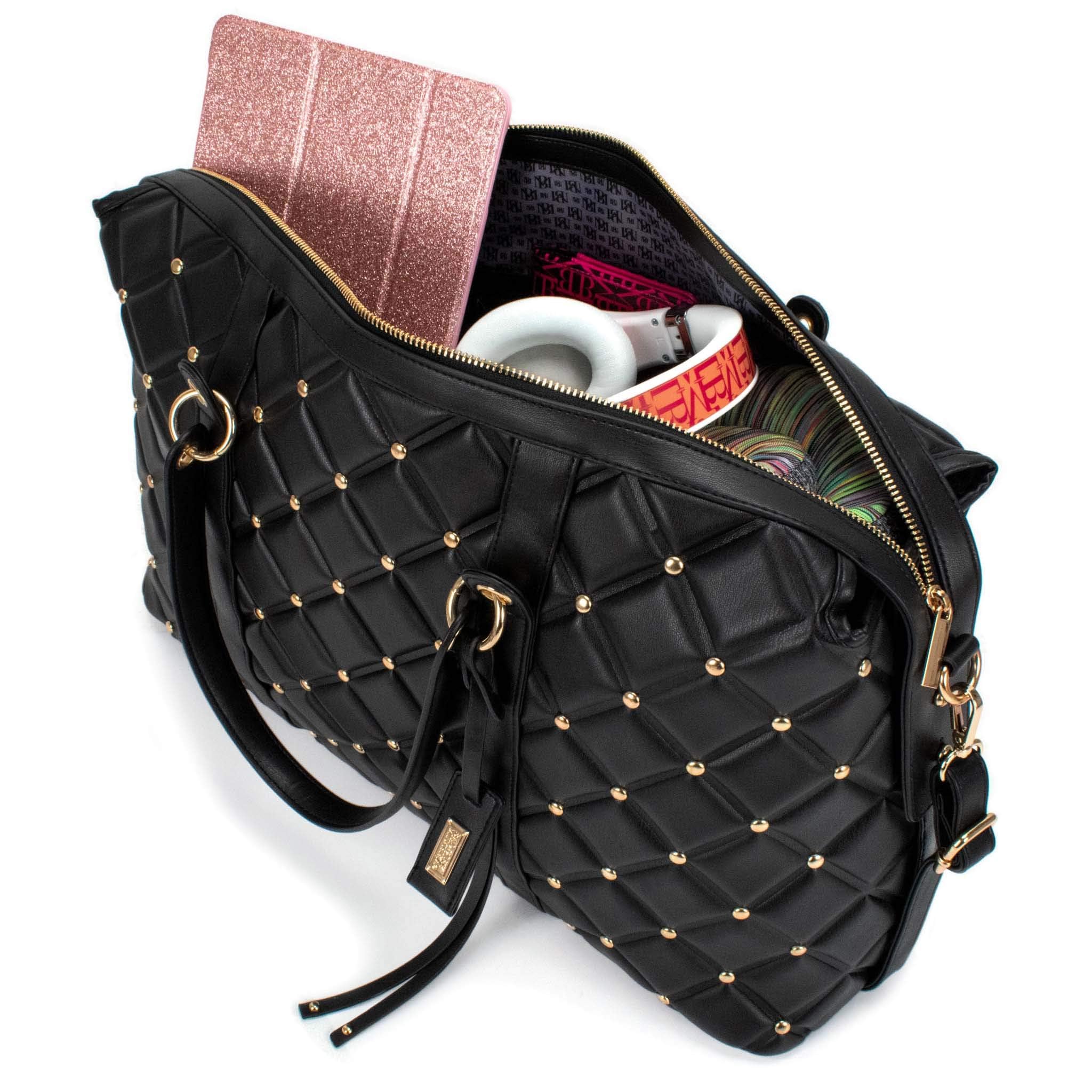 Badgley Mischka Quilted Weekender Travel Tote Bag - Lightweight Packable Carry-On for Women | Perfect for Weekend Getaways, Business Trips & Airplane Travel