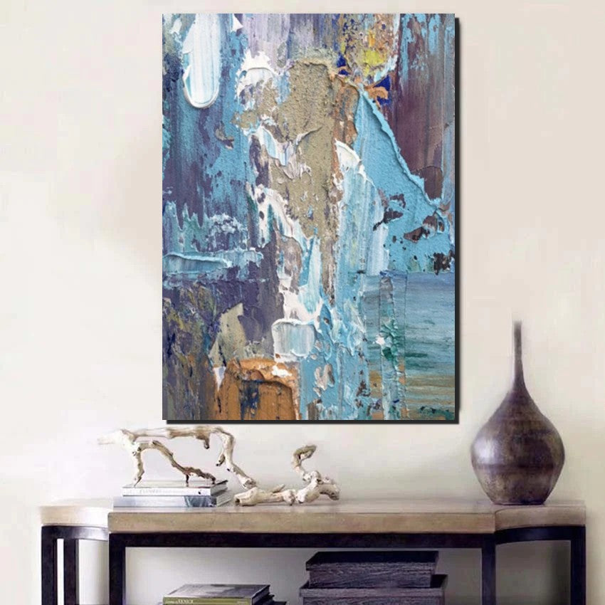 Hand Painted Abstract Acrylic Wall Art - Modern Extra Large Canvas Painting for Bedroom & Living Room Decor - Perfect for Home, Office and Gift Giving